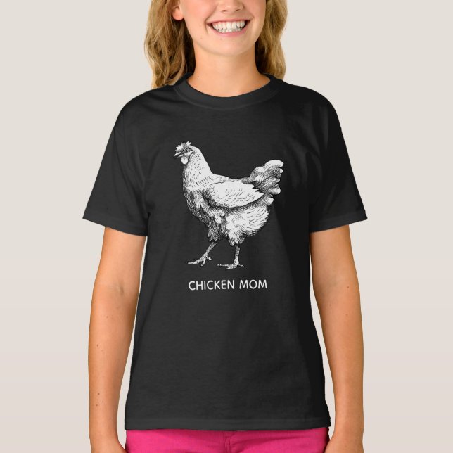 Vit kyckling teckning t shirt (Framsida)