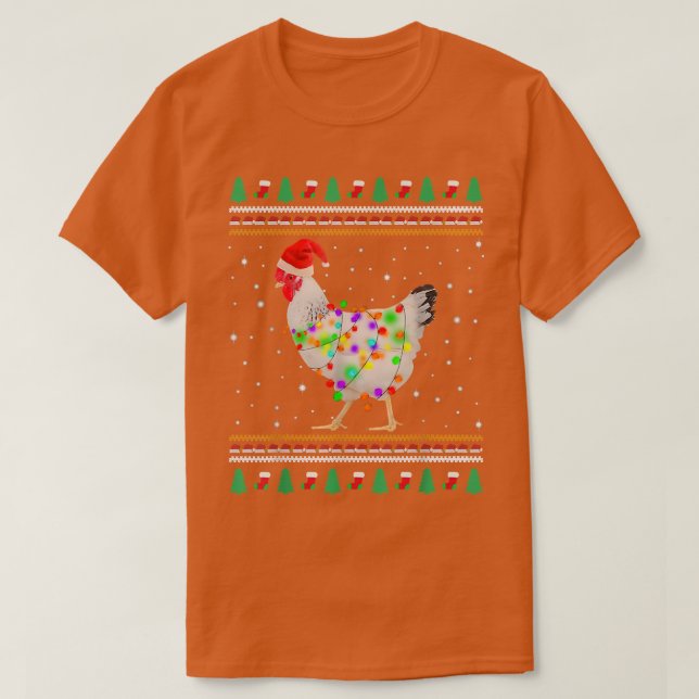Vit kyckling Ugly jul-chicken Santa Christm T Shirt (Design framsida)