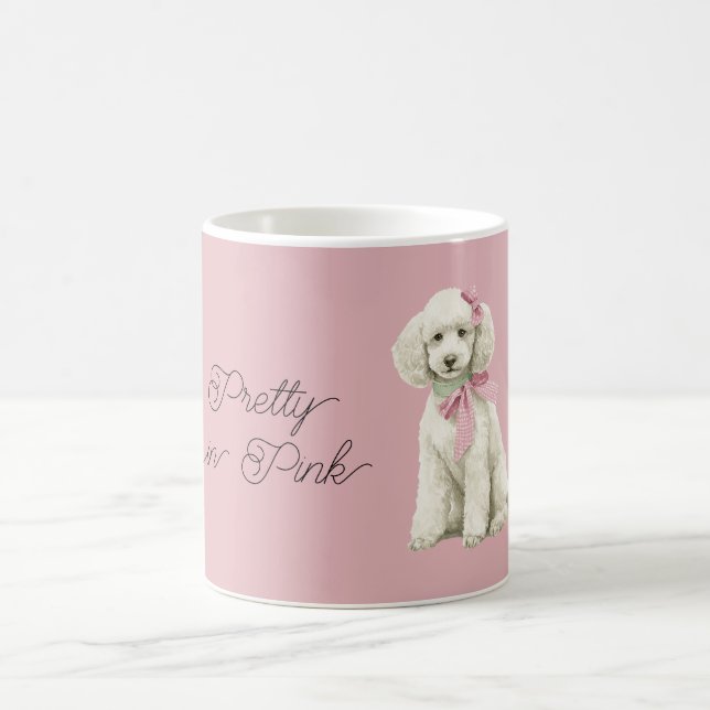 Vit Labradoodle Hund Rosa Slingor Kaffemugg (Center)