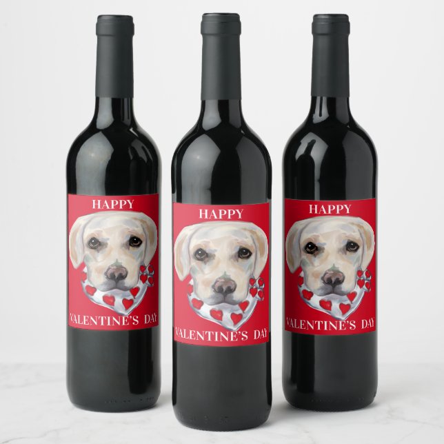 Vit Labrador Retriever Vinflaska Etikett (Flaskor)