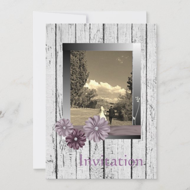 Vit lada trä tusenskönor Country Bröllopsinbjudan Inbjudningar (Framsida)