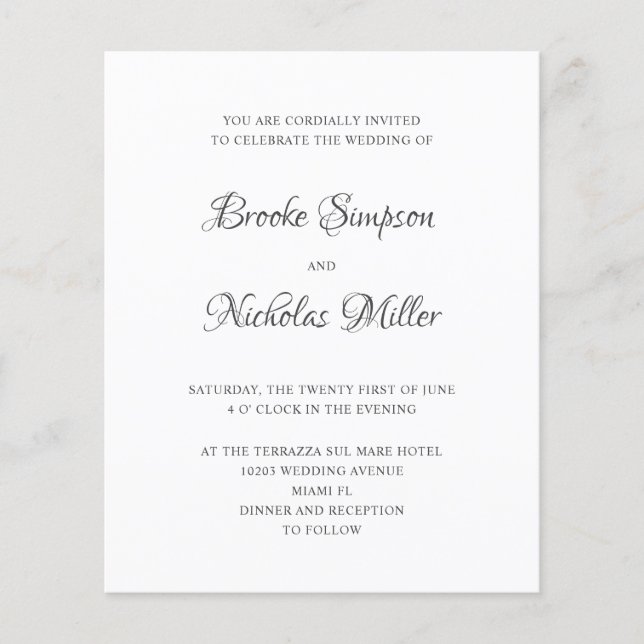 Vit | LÅG KOSTNAD Enkel Elegant Minimalistisk Bröl (Framsida)