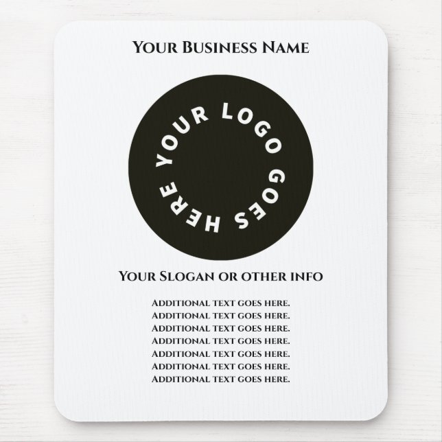 Vit lägg till egen text och logotyp musmatta (Framsidan)