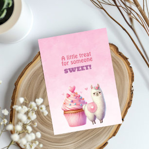 Vit Lama Stor Rosa Cupcake Alla Hjärtans Dag Söt  Julkort