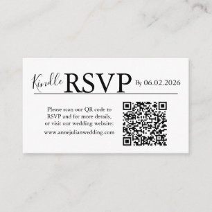 Vit landskaps RSVP QR-kod kort Modern Bröllop
