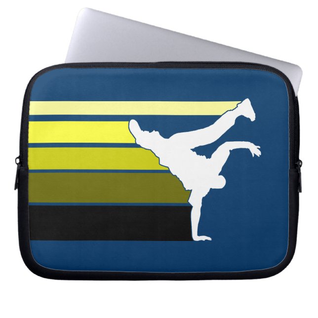Vit laptop sleeve för BBOY-lutninggult (Framsidan)