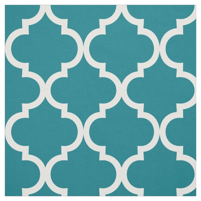 Vit lattice Moroccan quatrefoil mönster Tyg (Provkarta)