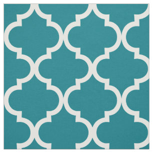 Vit lattius Moroccan quatrefoil panel mönster Tyg