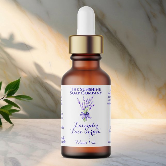 Vit lavender Dropper flaska etikett 2,375 x 1,25 Adressetikett (Skapare uppladdad)