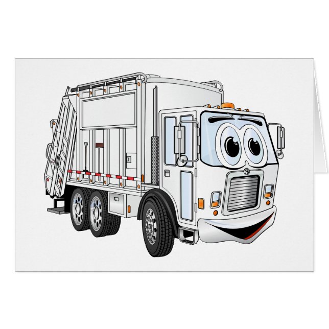 Vit leende Sopor Lastbil Tecknad Hälsningskort (Framsidan Horizontal)