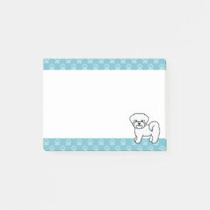 Vit leende tecknad malteser valpgDrawing Post-it Block