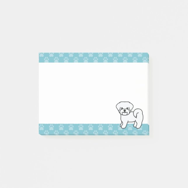 Vit leende tecknad malteser valpgDrawing Post-it Block (Framsida)