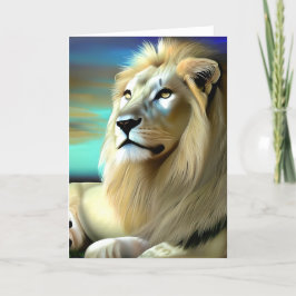 Vit Lejon eterkonst av Majestic White Kort