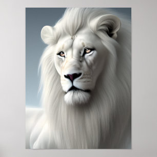 Vit Lejon konst av Majestic White Poster