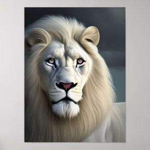 Vit Lejon konst av Majestic White Poster