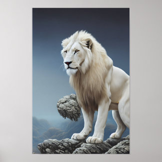 Vit lejon konst poster