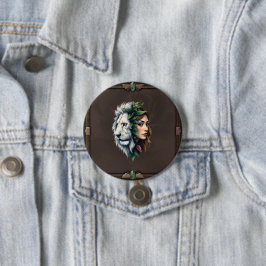 Vit Lejon & kvinna Knapp