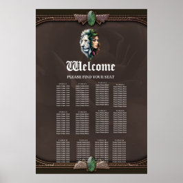 Vit Lejon & kvinna Poster