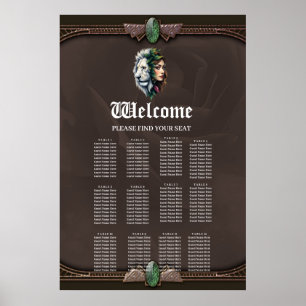 Vit Lejon & kvinna Poster