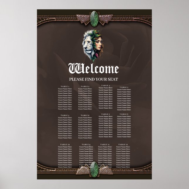 Vit Lejon & kvinna Poster (Framsidan)