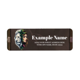 Vit Lejon & kvinna Returadress Etikett