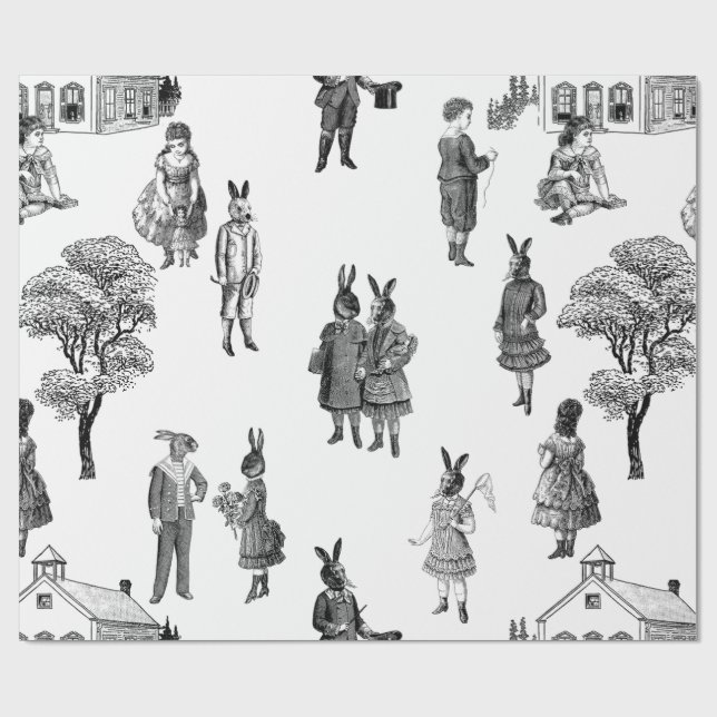 Vit leksak för baby djur, antika segrare presentpapper (Platt)