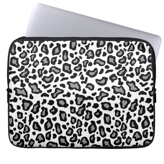 Vit Leopard Datorhölje Laptop Fodral (Framsidan)