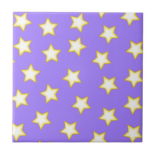 Vit Lila Geometric Stars Mönster Kakelplatta