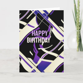 Vit Lila Lilac Black Slanted Abstrakt Birthday Kort