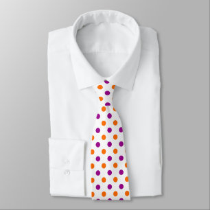 Vit Lila Orange Prickiga Mönster Slips