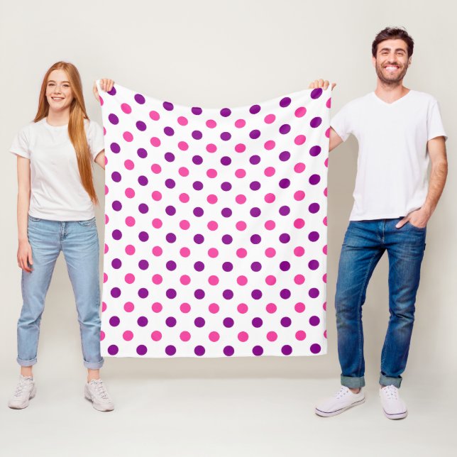Vit Lila Rosa Prickar Mönster  Fleecefilt (På plats)