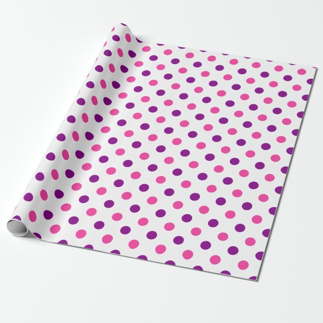 Vit Lila Rosa Prickar Mönster  Presentpapper (Utrullad)