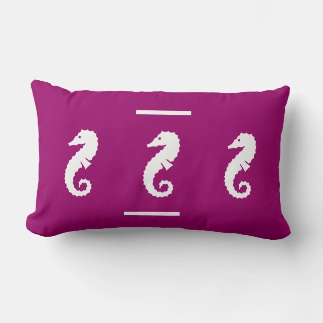 vit/lila rosa SEAHORSE på PILLOW-kusten Lumbarkudde (Framsida)