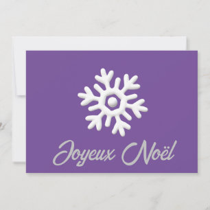 Vit Lila snowflake God jul Julkort