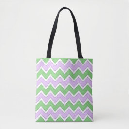 Vit, Lilac och Grönt Chevron Tote Bag Tygkasse