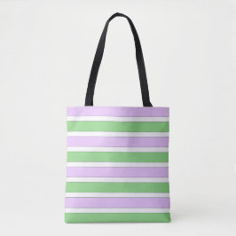 Vit, Lilac och Grönt Rand Tote Bag Tygkasse