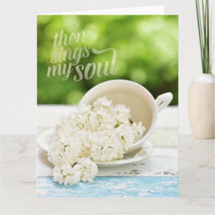 Vit Lilacs Vår blommor Stilllife Blommigt Text Kort