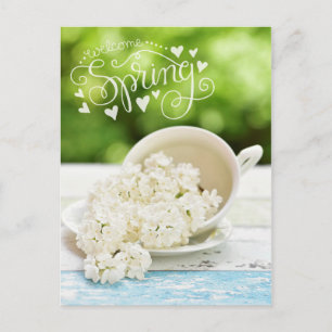 Vit Lilacs Vår blommor Stilllife Blommigt Text Vykort