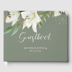 Vit Lilies Smokey Grönt - bakgrund Gästböcker