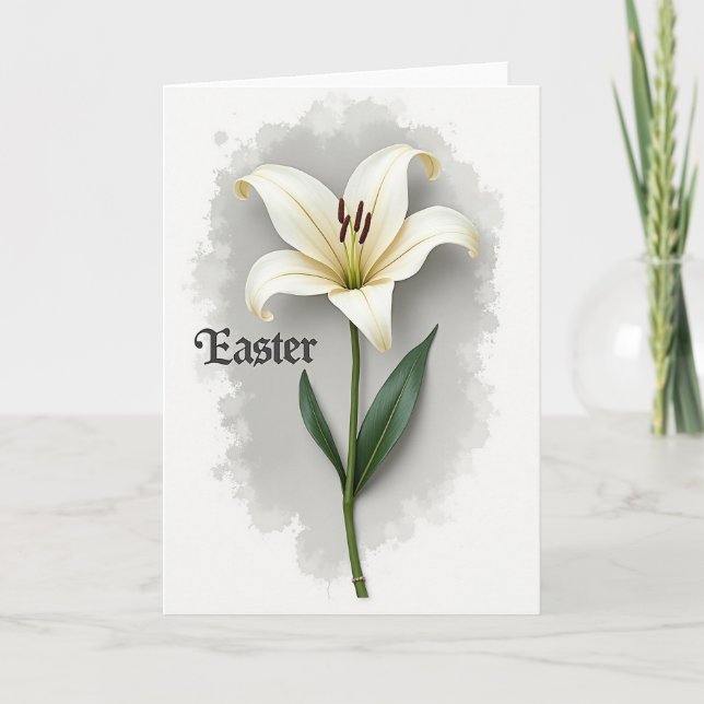 Vit Lilja Elegant Blomning Kort (Framsida)