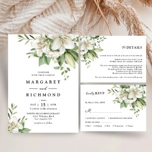 Vit Lilja Elegant Romantisk Blommig Bröllop Inbjudningar