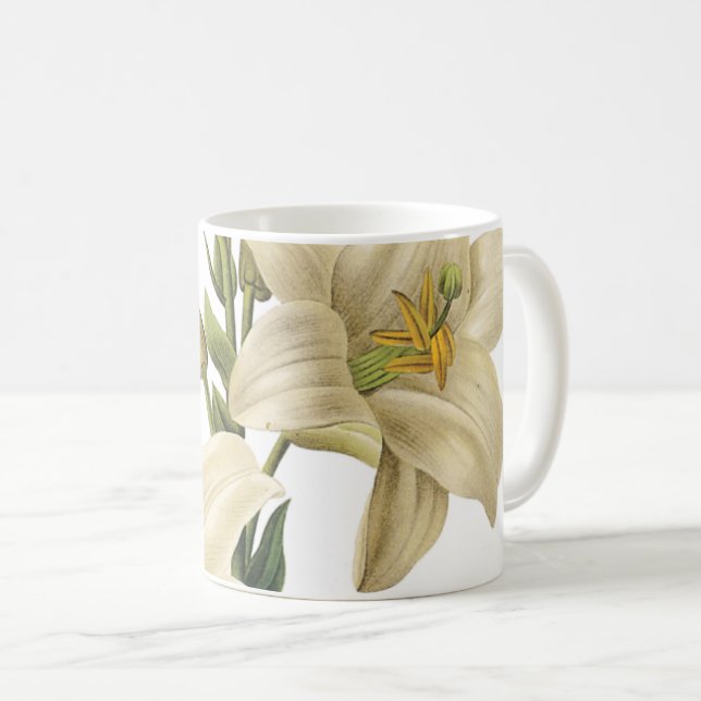 vit lilja (Lilium candidum) av Redouté Kaffemugg (Framsida höger)