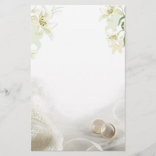 Vit lilja och ringar Bröllop Stationery Brevpapper