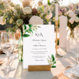 Vit Lily Anpassad Monogram Typografi Bröllop Inbjudningar