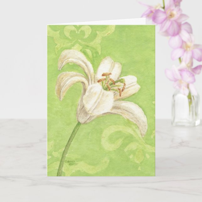 Vit Lily Elegans Blank Notkort För Alla Tillfällen Kort (Orkide)