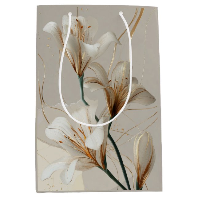 Vit Lily Guld Minimalistisk Elegant Neutral (Framsidan)