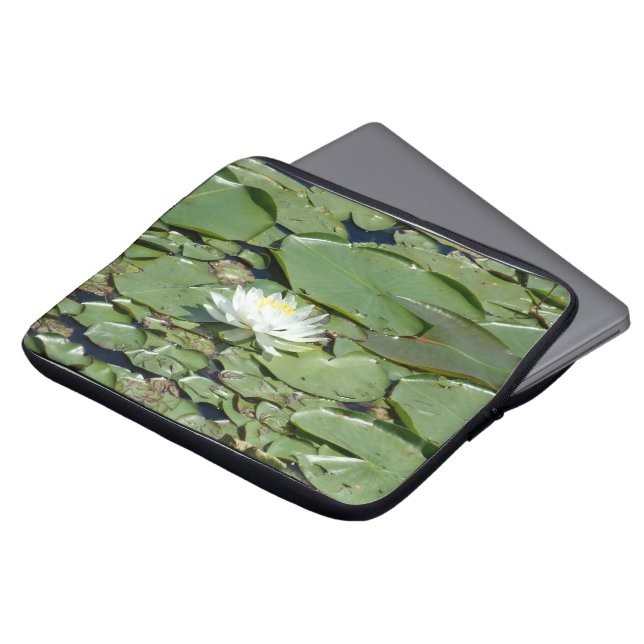 Vit Lilyblomma Lily Pads Datorfodral (Framsida topp)