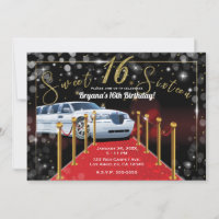 Vit Limousine Röd Karpett Hollywood Sweet 16-fest