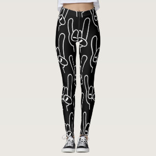 Vit linje för Hårda Metall Djävulen Leggings