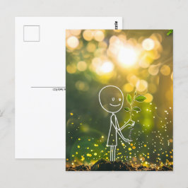 Vit linjekonst stick figur, postkorsning vykort